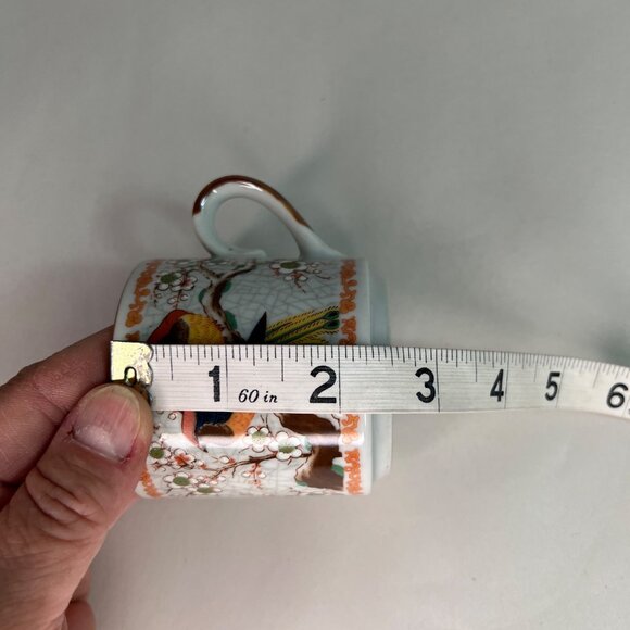 Vintage Japanese Hand-Painted Ceramic Tea Cup Bird & Cherry Blossom - Picture 8 of 9